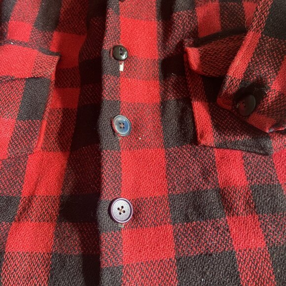 Vintage 60s Lumber King Buffalo Plaid Men M Shacket Jacket Canada - Picture 4 of 12